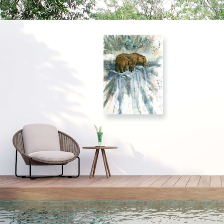 Trademark Fine Art Outdoor Canvas Art Dave Bartholet 'Bear Pause' Wall Art for Patios, or Gardens GRL01449-OC1824WR
