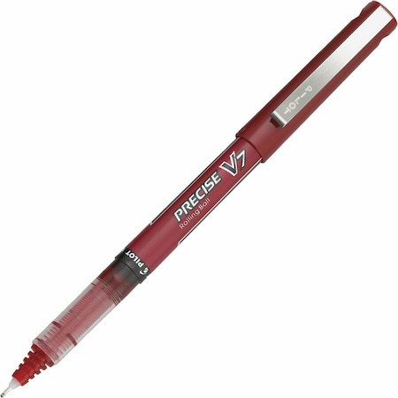 Pilot Precise V7 Rolling Ball Pen, Non-Refillable, Fine, 0.7mm, Red Ink, Dozen 35352