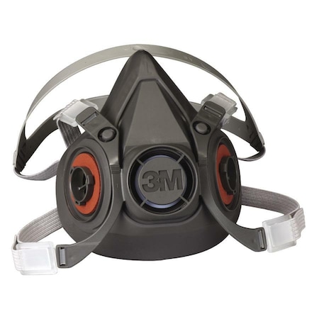 3M Half Facepiece Reusable Respirator, 6000 Series, Thermoplastic Elastomer, Size Medium 6200