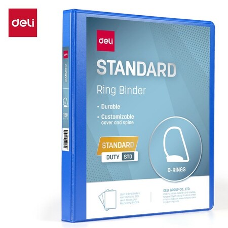 Deli Std Duty View Binder 0.5in, Letter, D-Ring, PVC-Free, Light Blue, 12PK CF566-LB