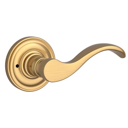 Baldwin Privacy Curve Lever and Traditional Round Rose with 6AL Latch and Dual Strike Lifetime Satin PVCURTRR044