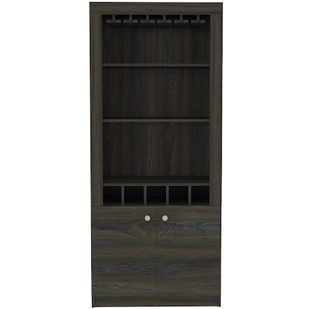 Homeroots 26in Dark Brown Laminate Bar Cabinet With Four Shelves 477750