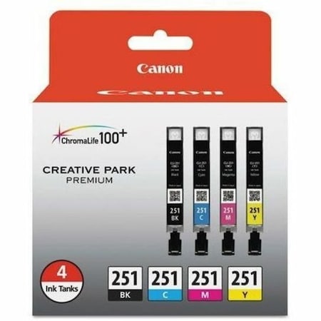 Canon Ink Cartridge, Cli-25, Black/Cy/Mg, Yw, PK4 6513B004