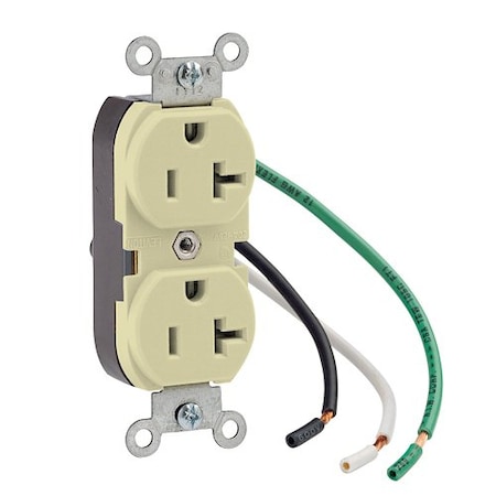 Leviton Duplex Outlet, Ivory 20A, 125V, TR 5362-LI