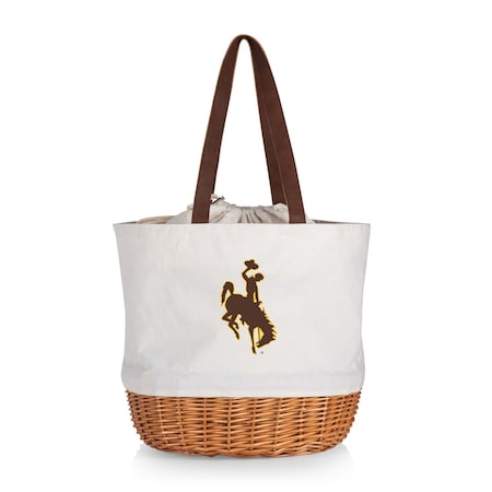 Picnic Time Family Of Brands NCAA Wyoming Cowboys Coronado Canvas and Willow Basket Tote - Picnic Bag 203-00-187-694-0