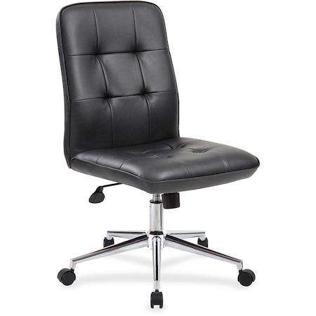 Boss B330 Millennial Modern Home Office Chair, Black Seat, 27" L 38-1/2" H, Armless, Vinyl Seat B330-BK