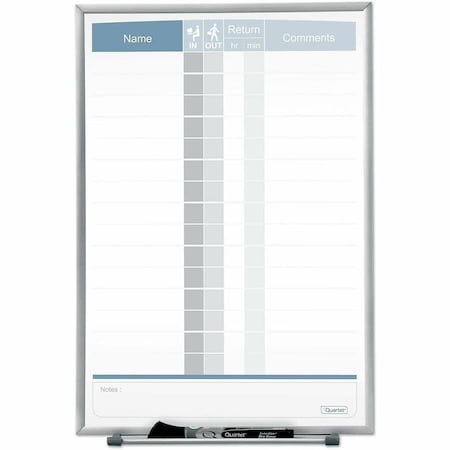 Quartet In/Out Board, Steel, 16 in, 11 in, Aluminum Frame, White/Gray, Gloss 33703