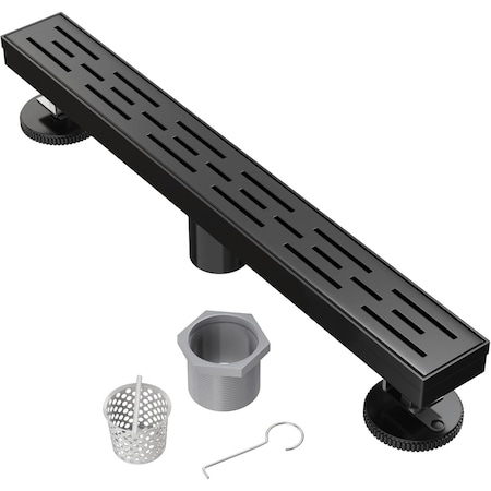 Hydroware Linear Shower Drain, C06 Matte Black, 24 Inches HYD-0007