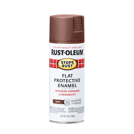 Rust-Oleum Spray Paint, Brown, Flat, Solvent, 12 oz 214085