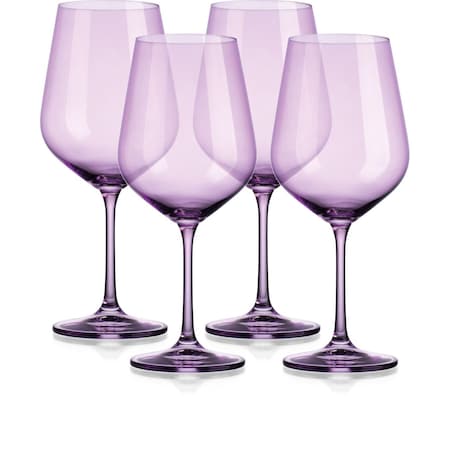 Homeroots Set of Four Purple Crystal Balloon Bowl Stemmed Red Wine Glass 485156