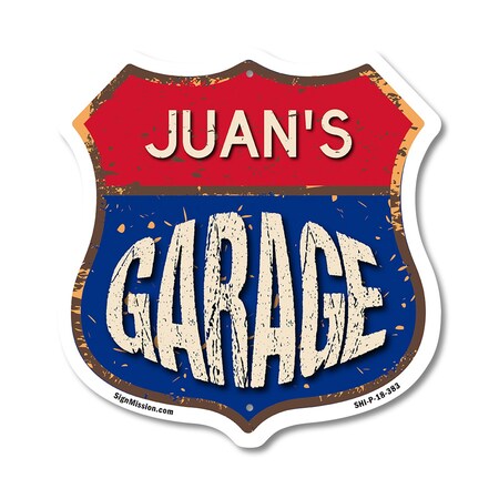 Signmission Juan's Garage, 18 Inch X 18 Inch, Plastic Sign SHI-P-18-383-JUAN