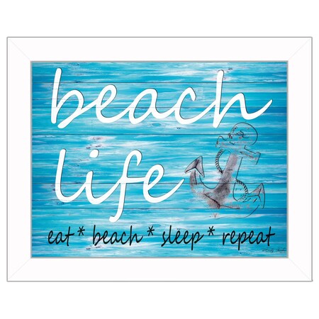 Homeroots Beach Life 3 White Framed Print Wall Art 415312