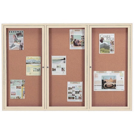 Aarco Illuminated Enclosed Bulletin Board w/ Ivory Powder Coated Al Frame, 48''Hx72''W DCC4872-3RIIV