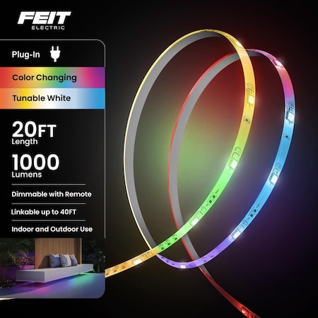 Feit 20 ft. L Color Changing Plug-In LED Tape Light 1 pk TAPE240/COB/RGB