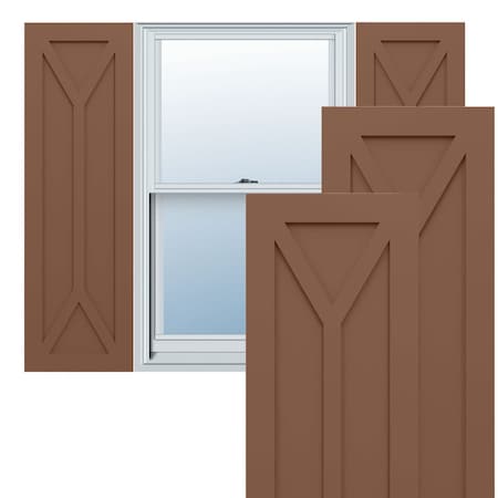 Ekena Millwork True Fit PVC San Carlos Mission Style Fixed Mount Shutters, Burnt Toffee, 12W x 60H, PR TFP001SC12X060BT
