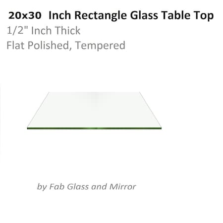 Fab Glass And Mirror 20in. x 36in. Clear Rectangle Glass Table Top 3/8in. Thick Pencil Polish Tempered Touch Corn 20x36RECT10THPETE-T