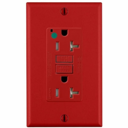 Leviton SmartlockPro GFCI 20A HG/TR/PI Red GFTR2-HFR