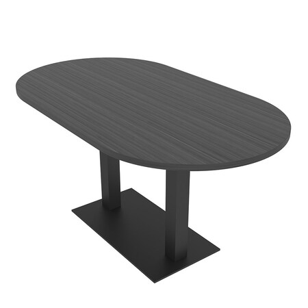 Skutchi Designs Racetrack Conference Table With Power Unit, 36 in W, 60 in L, Grey HAR-RAC-36X60-DOU.BK-WA7949-NA