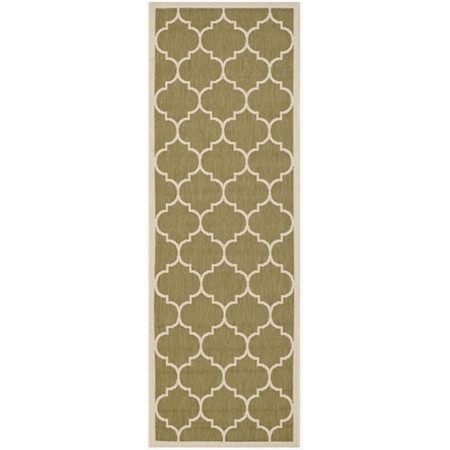 Safavieh 2 ft. -3 in. x 10 ft. Runner Indoor-Outdoor Courtyard- Green and Beige- Machine Made Rug CY6914-244-210