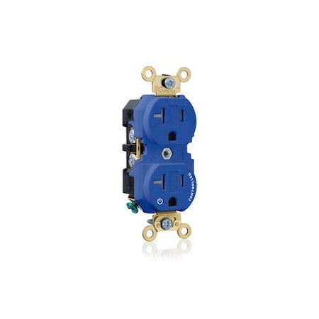 Leviton Dup Rec 20A 125V 1MCtrl TR Self-Gr Blue 5362-1PB