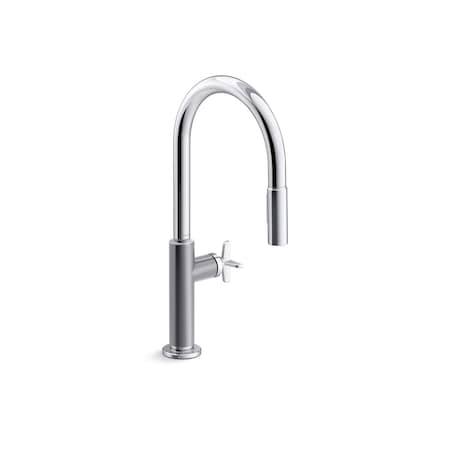 Kohler Billet Touchless pull-down kitchen sink faucet with two-function sprayhead 28670-3RT2-CP