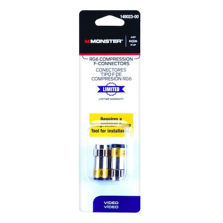 Monster Cable Just Hook It Up Compression RG6 Compression  Connector, 2PK 140023-00