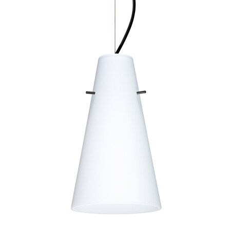 Besa Lighting Besa Cierro Cable Pendant, Opal Matte, Black Finish, 1x 9W LED 1KX-412407-LED-BK