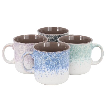 Gibson Home Blurry 4 Piece 19 Ounce Stoneware Straight Shape Mug Set in Assorted Colors 120245.01