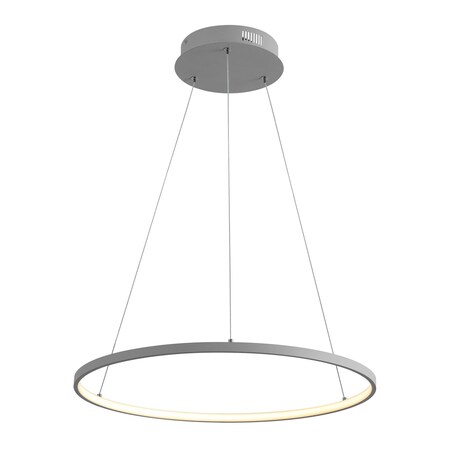 Jonathan Y Brice 23.75" Modern Contemporary Metal Round Dimmable Integrated LED Pendant, Gray JYL7203E