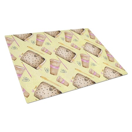 Carolines Treasures Watercolor Coffee and Journal Glass Cutting Board, Large BB7537LCB