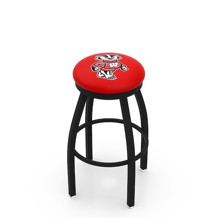 Holland Bar Stool Co 36" Blk Wrinkle Wisconsin "Badger" Swivel Bar Stool, Accent Ring L8B2B36WI-Bdg