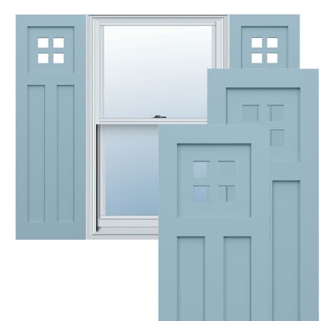 Ekena Millwork True Fit PVC San Antonio Mission Style Fixed Mount Shutters, Peaceful Blue, 12W x 25H, PR TFP001ST12X025SB