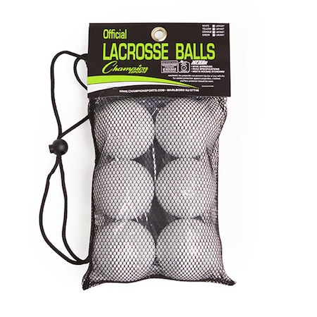 Champion Sports NOCSAE Lacrosse Ball Set, White - Set of 6 CH55969