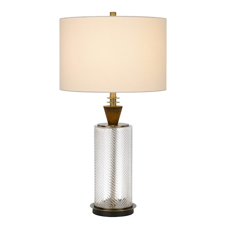 Homeroots 30" Clear Metal Table Lamp With White Empire Shade 524712