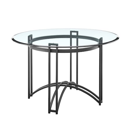 Homeroots 48" Clear And Black Glass And Iron Round Top Dining Table 569427