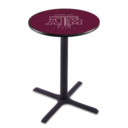 Holland Bar Stool Co 36" Blk Wrinkle Texas A&M Pub Table, 36" dia. Top L211B3636TexA-M