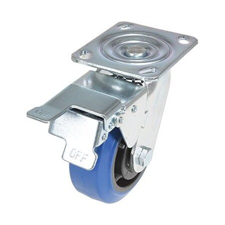 Vestil Elastic Rubber Swivel With Total Brake Caster 5 In. Diameter x 2 In. Width 550 lb Blue/Black CST-BB-5X2ER-SWTB