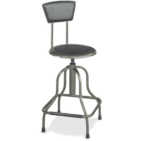 Zoro Select Round Stool with Backrest, Height 22-1/2" to 27"Pewter 6664