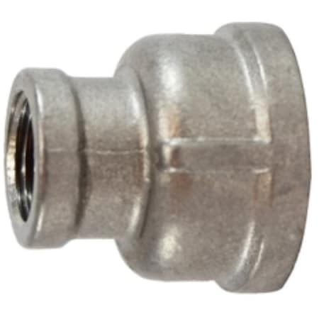 Midland Industries Reducing Pipe Coupling, 3/4 x 1/2 in, 304 Stainless Steel 62438B