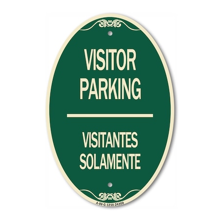Signmission Bilingual Reserved Parking Sign Visitor Parki, 12 In X 18 In Architectural, Heavy Gauge Aluminum A-OV-G-1218-24300