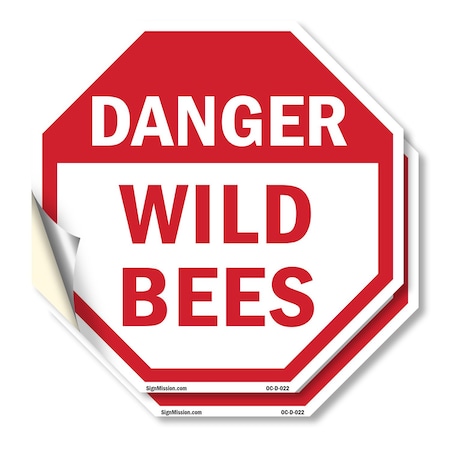 Signmission Danger Wild Bees, 10 inch X 10 inch, Vinyl Decal, 2PK OC-D-2PACK-10-22
