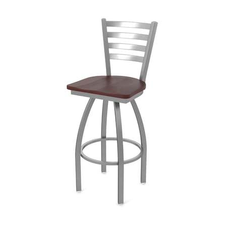 Holland Bar Stool Co 410 Jackie Stainless Steel 36in Swivel Bar Stool with Dark Cherry Oak Seat 41036SSDCOak