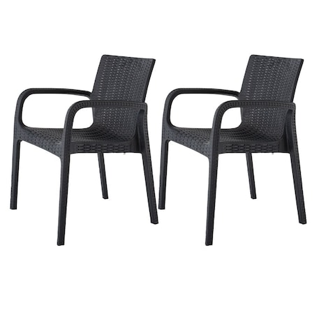 Lagoon Koppla Resin Stackable Rattan Style Dining Armchair, 2PK 7027K4-SSLGS