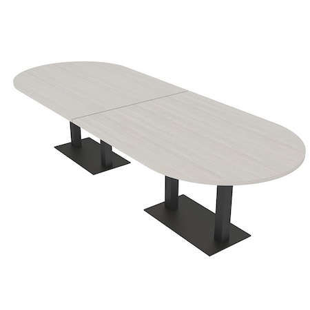 Skutchi Designs Racetrack Conference Table With Power Unit, 48 in W, 120 in L, Ivory HAR-RAC-48X120-DOU.BK-K458-NA