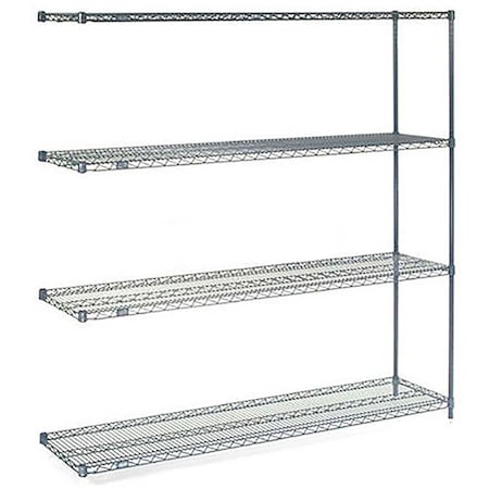 Global Industrial Nexel 4 Shelf, Nexelon Blue Wire Shelving Unit, Add On, 72"W x 18"D x 54"H B969886