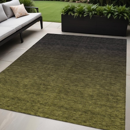 Homeroots 5' X 8' Olive Green And Charcoal Abstract Washable Indoor Outdoor Area Rug 588961