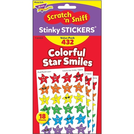 Trend Enterprises Colorful Star Smiles Stinky Stickers® Variety Pack, 432/Pack, PK3 T83904