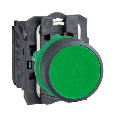 Schneider Electric Push Button Operator, Flush, Momentary Action, Not Applicable Release, Non-Illuminated, Green XB5AA31