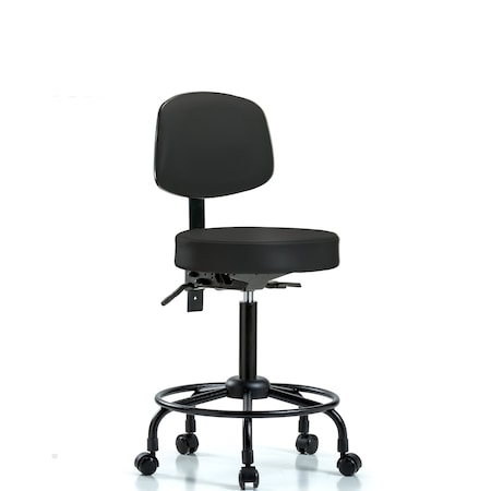 Blue Ridge Ergonomics Med Bench Stool, Vinyl, Bk, RT, Casters, Blk BR-VMBST-RT-T0-RC-8540