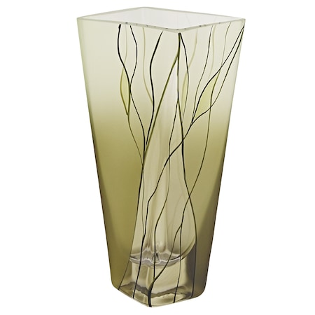 Homeroots 8" Green Cylinder Crystal Glass Table Vase 375728
